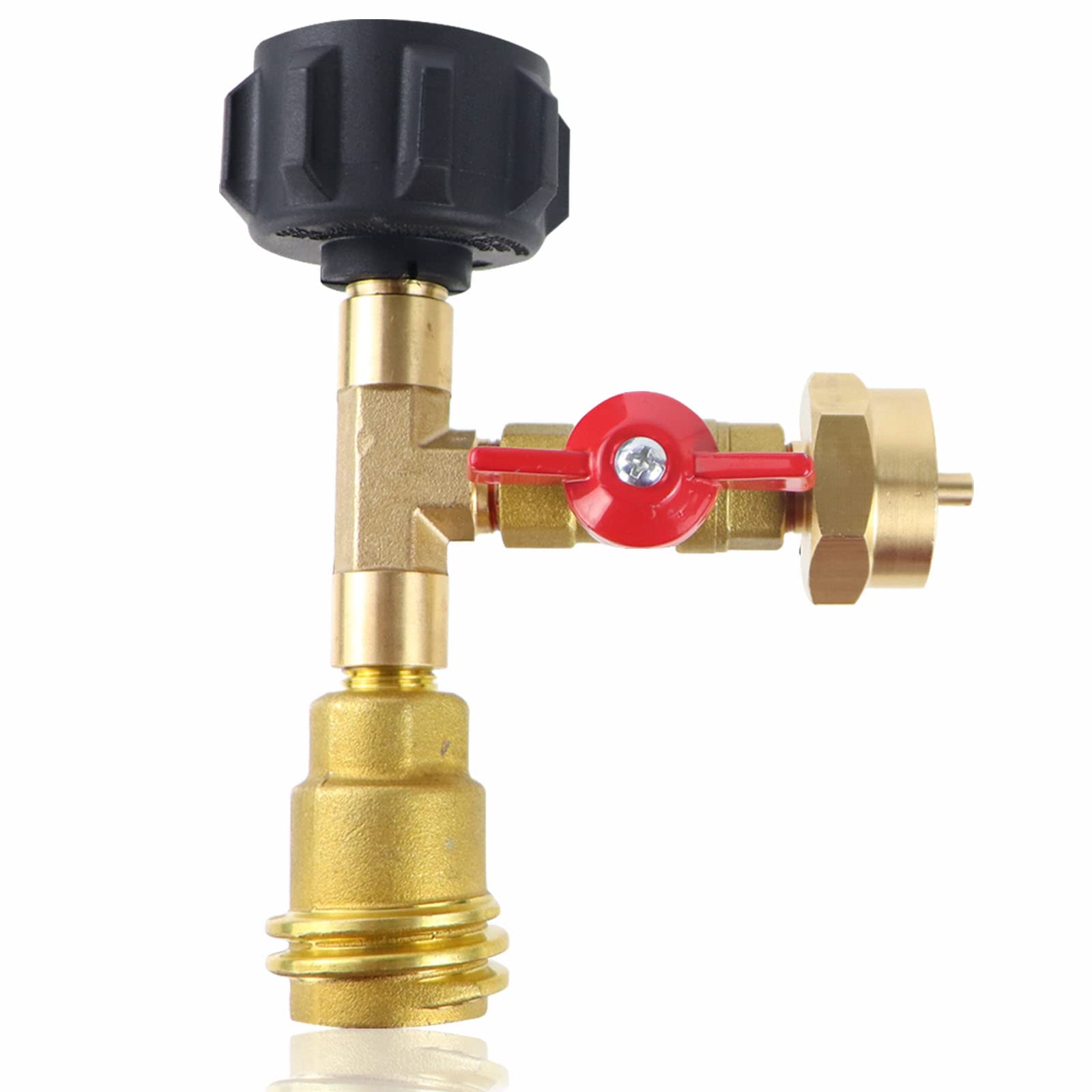 Válvula adaptadora de recarga de tanque de propano de 3 portas 5-40lb converte 