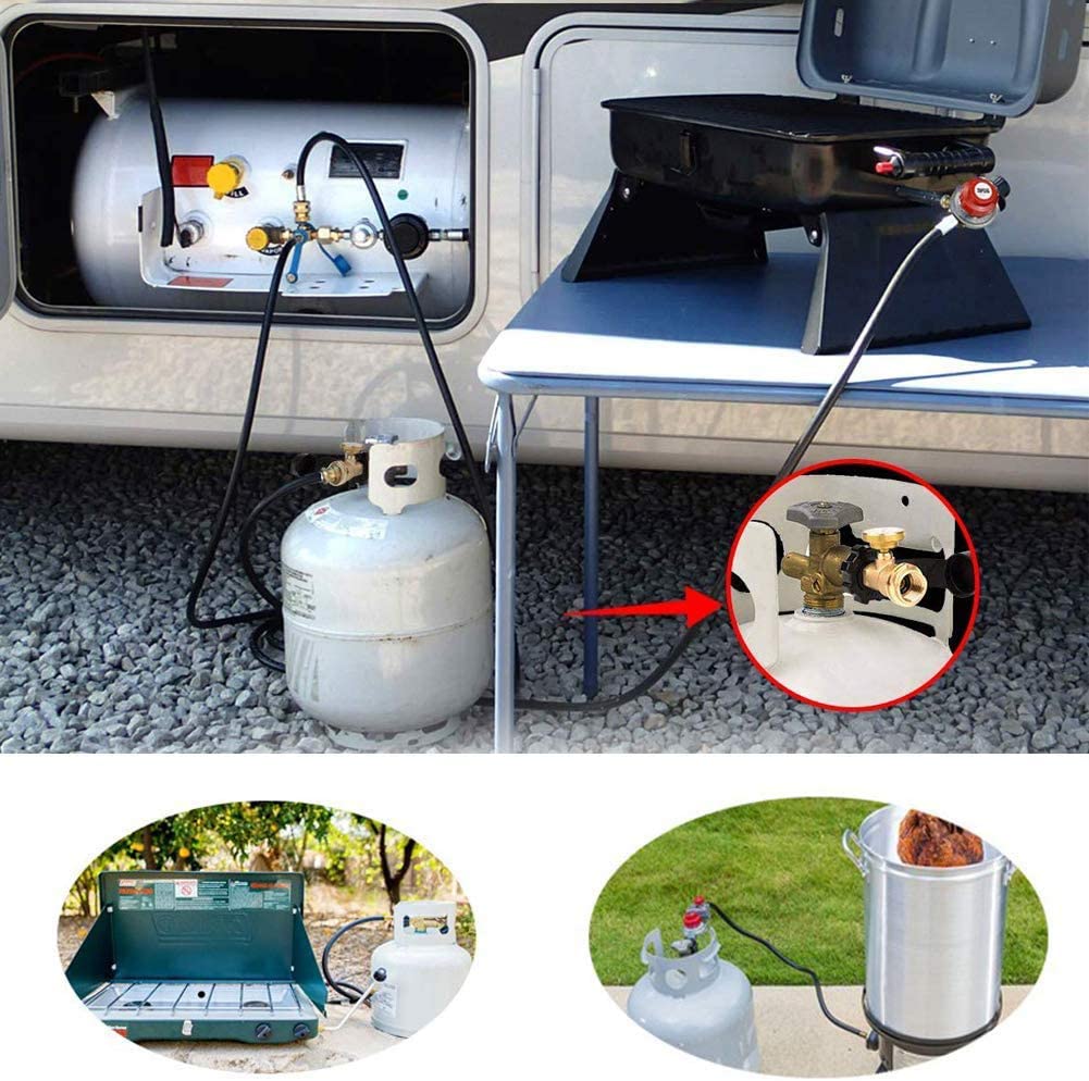 Adaptador de tanque de propano com detector de vazamento de medidor POL para QCC1