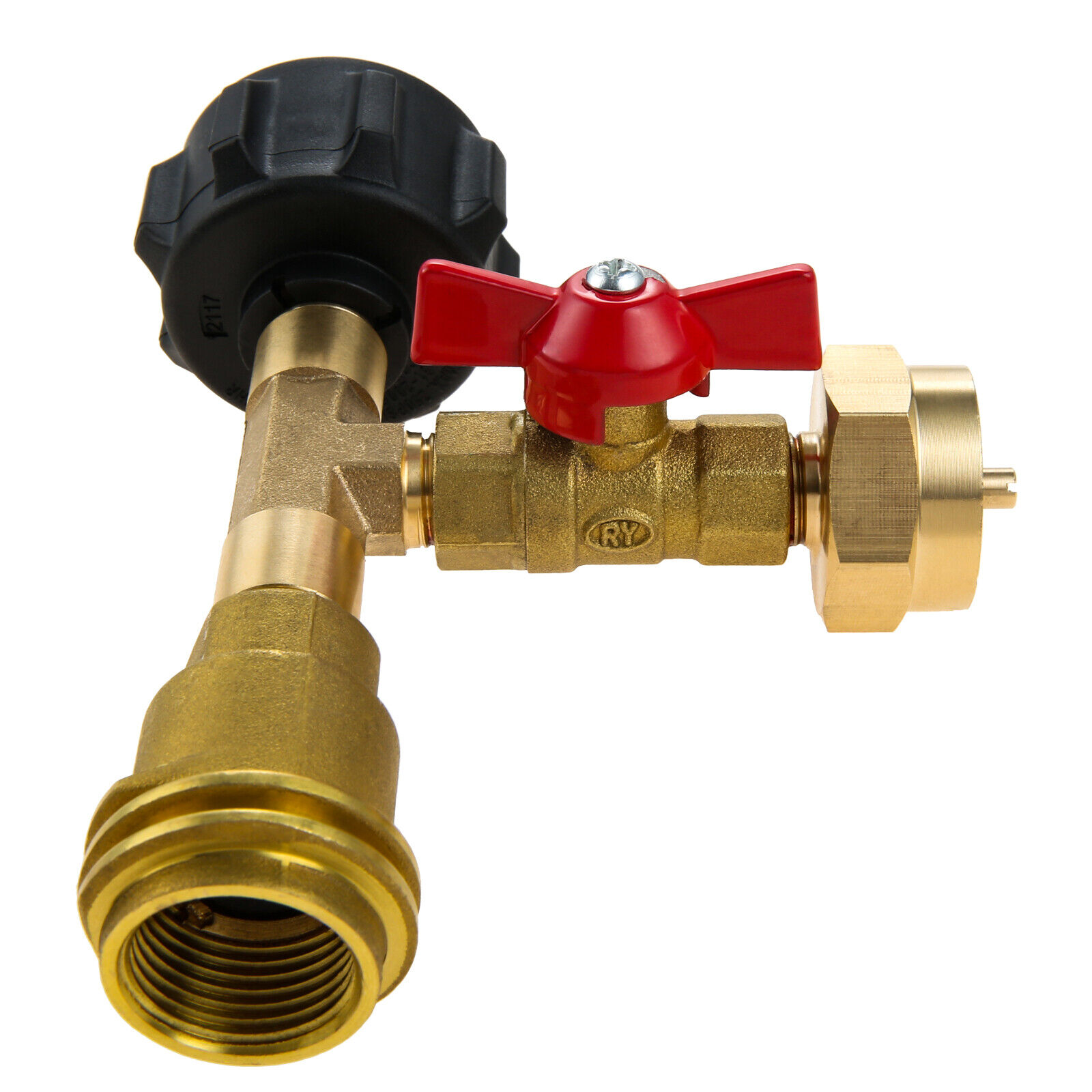 Válvula adaptadora de recarga de tanque de propano de 3 portas 5-40lb converte 