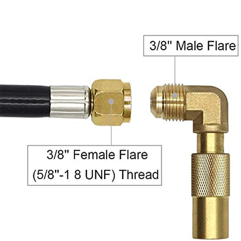 Adaptador de cotovelo de propano de conexão rápida RV com mangueira de extensão