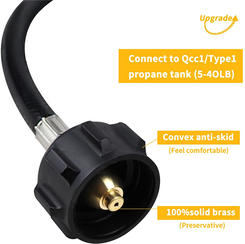 Adaptador de mangueira de recarga de propano tipo QCC1 com válvula de controle 