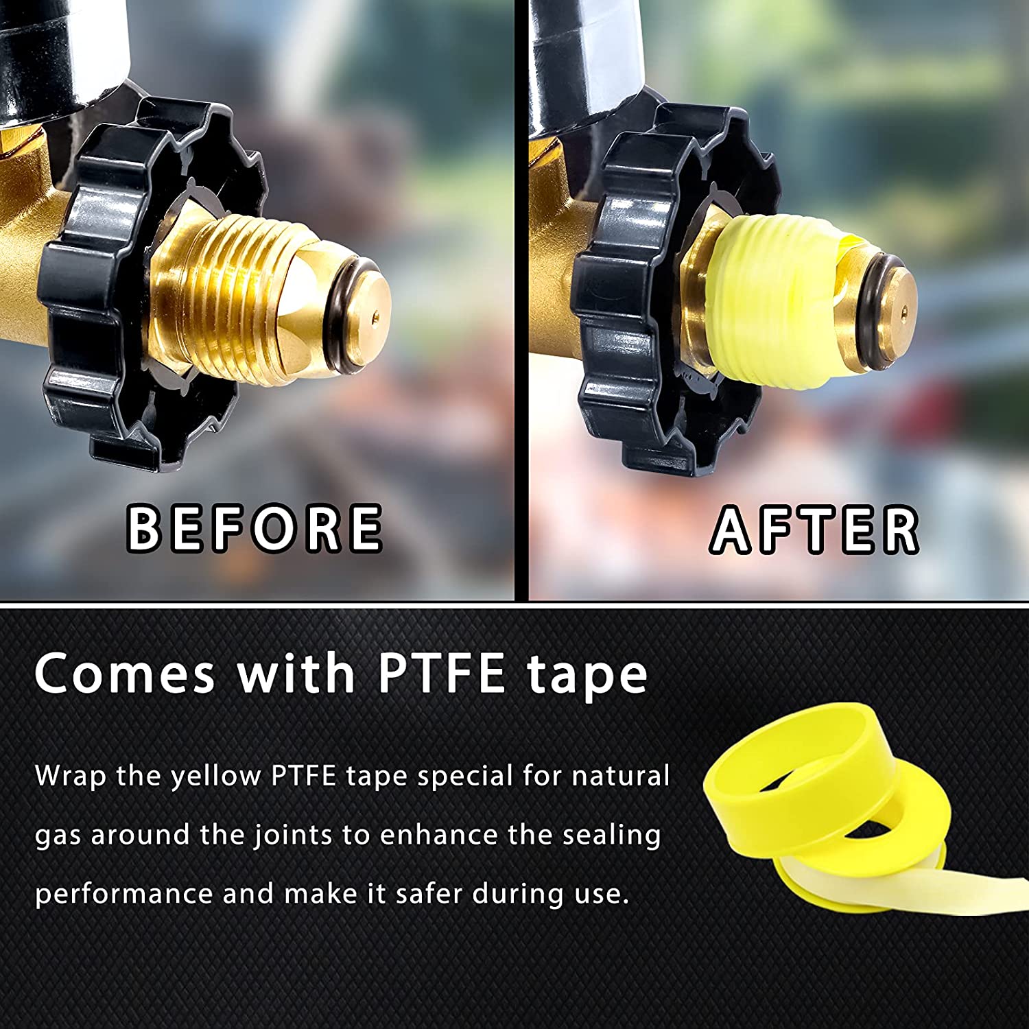 Adaptador de tanque de propano com detector de vazamento de medidor POL para QCC1