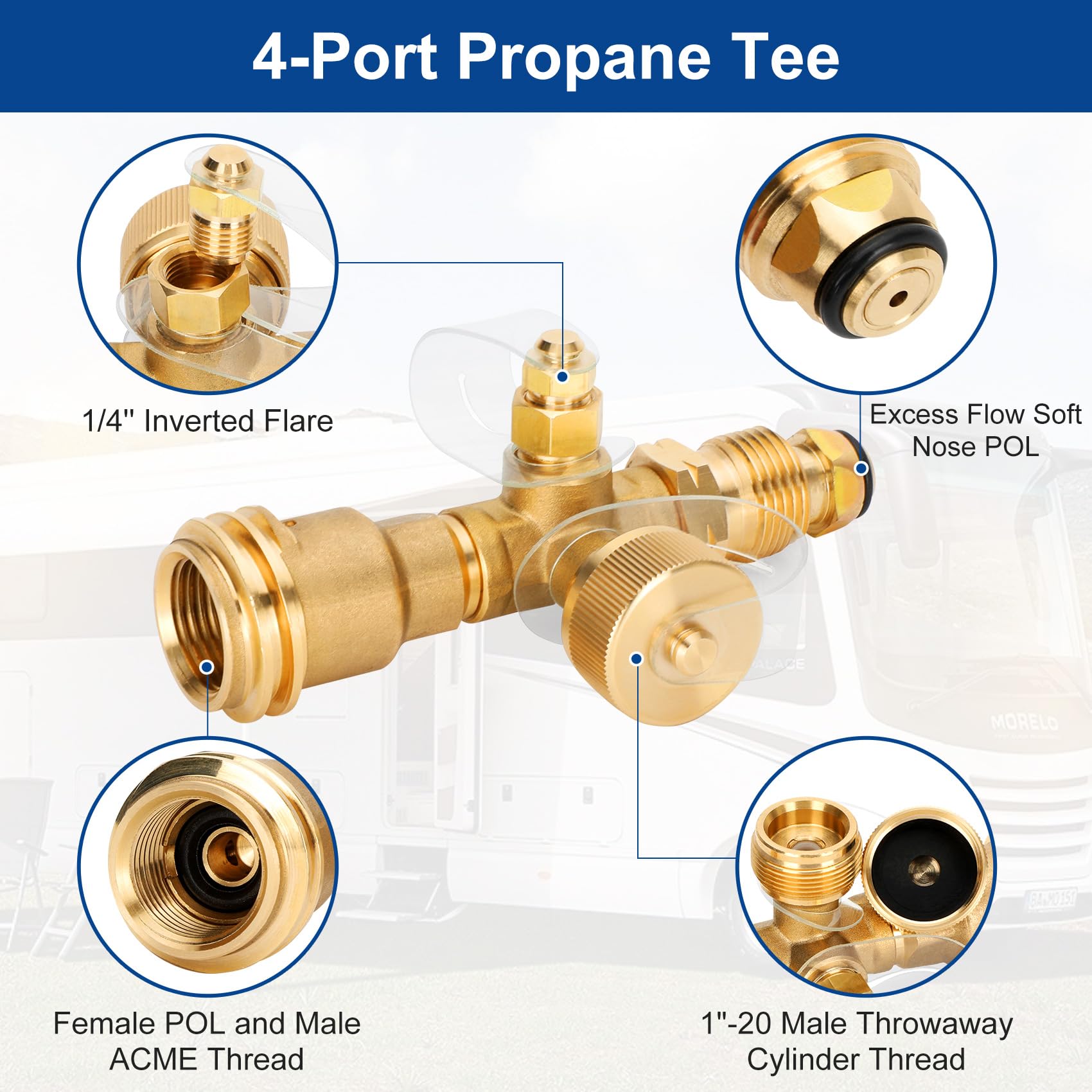 Kit de tee de porta de bronze de propano 4 mangueira trançada de 12 pés e 12 pés