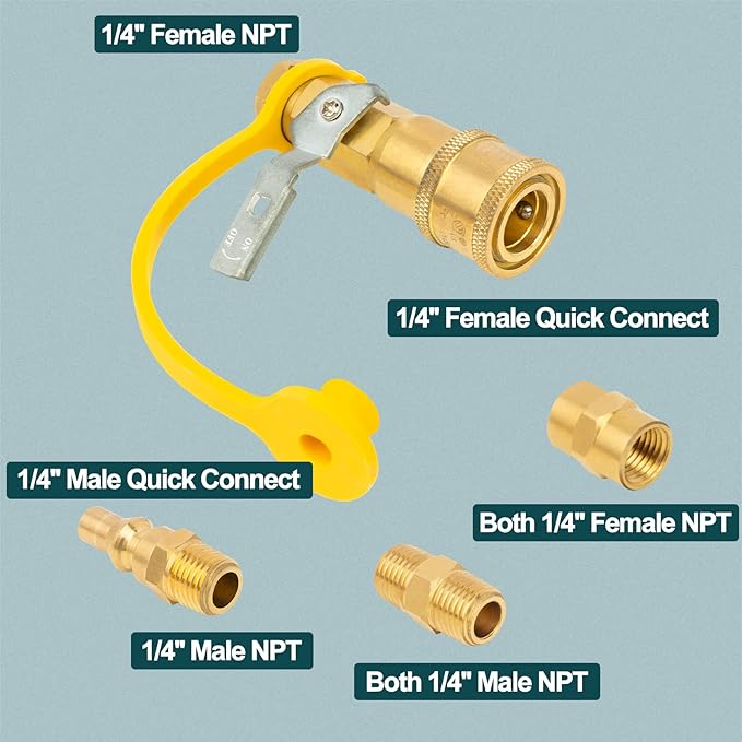 1/4 'RV Propano Quick Connect Actings com válvula de desligamento