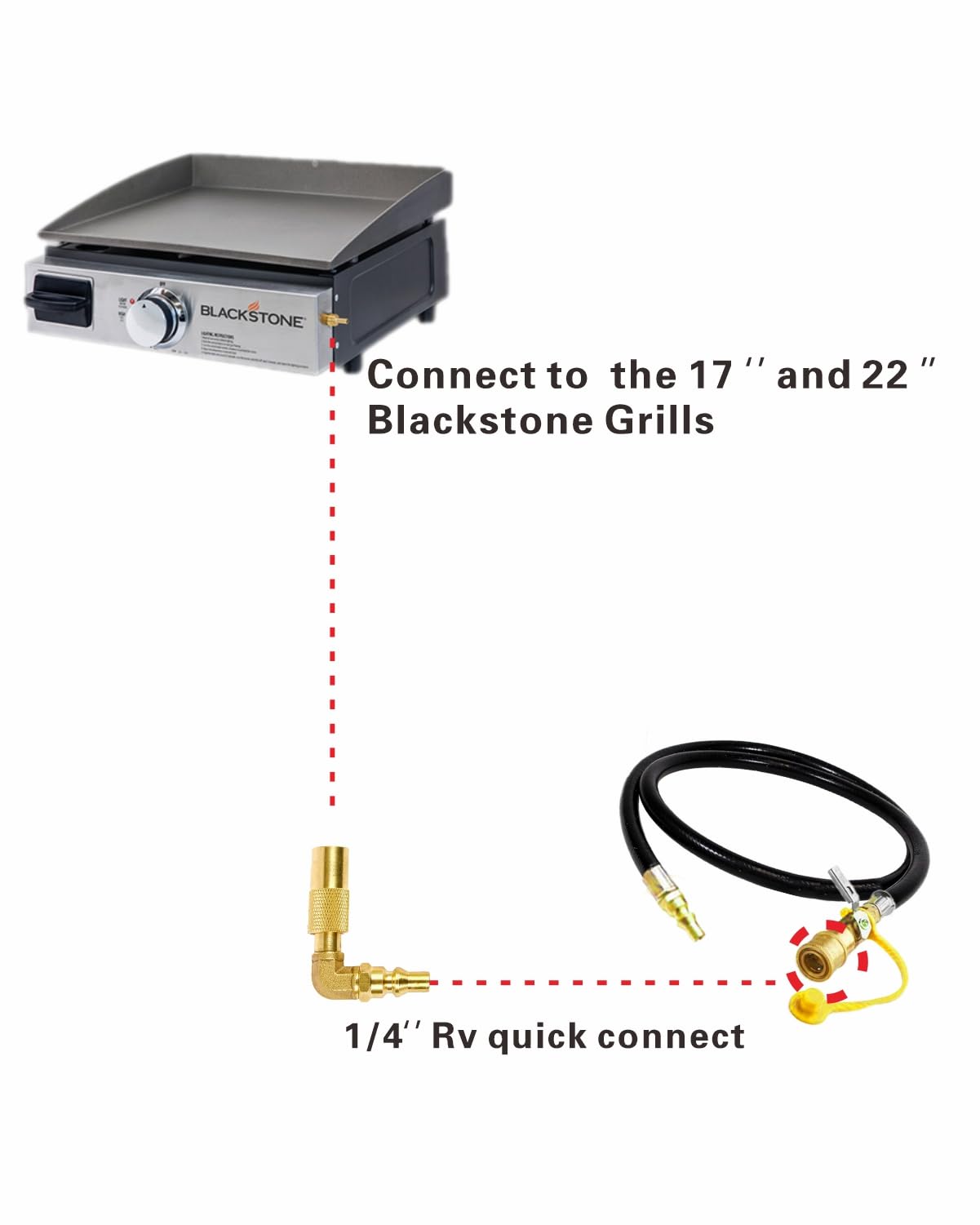1/4 'Adaptador de cotovelo Quick Connect para RV Blackstone Grill