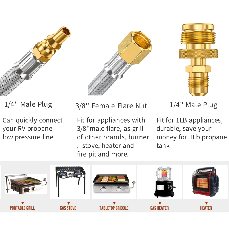 Mangueira de propano ss com 1/4 '' de desconexão rápida Connect para RV