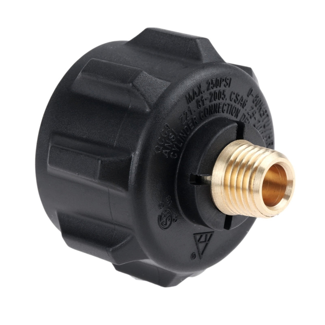 Adaptador de refil para tanque de propano, válvula reguladora QCC 1/4' macho