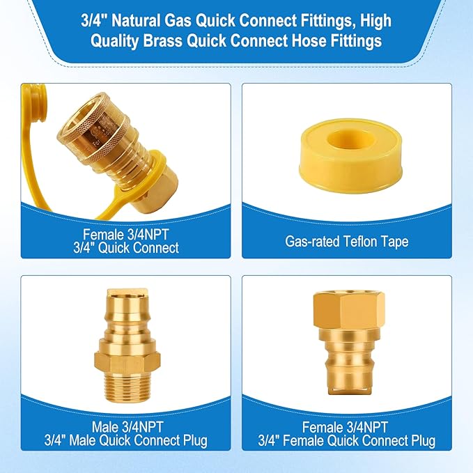 3/4 'Brass Rick Connect Converter para suprimento de gás natural de tubo