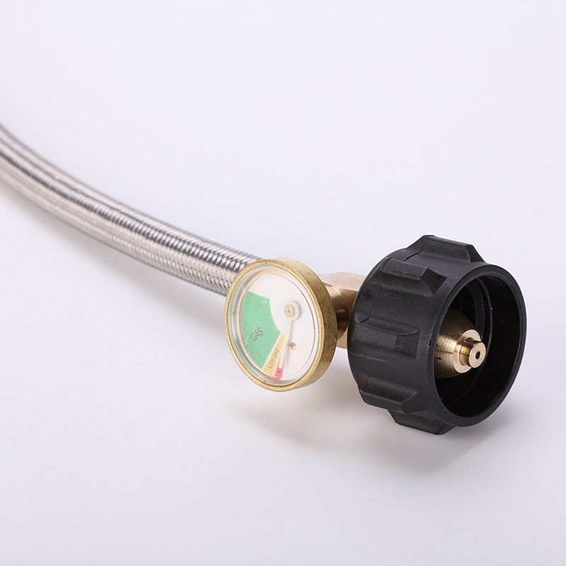 2pcs 1/4 'Mangueira de propano invertido de RV com medidor para regulador