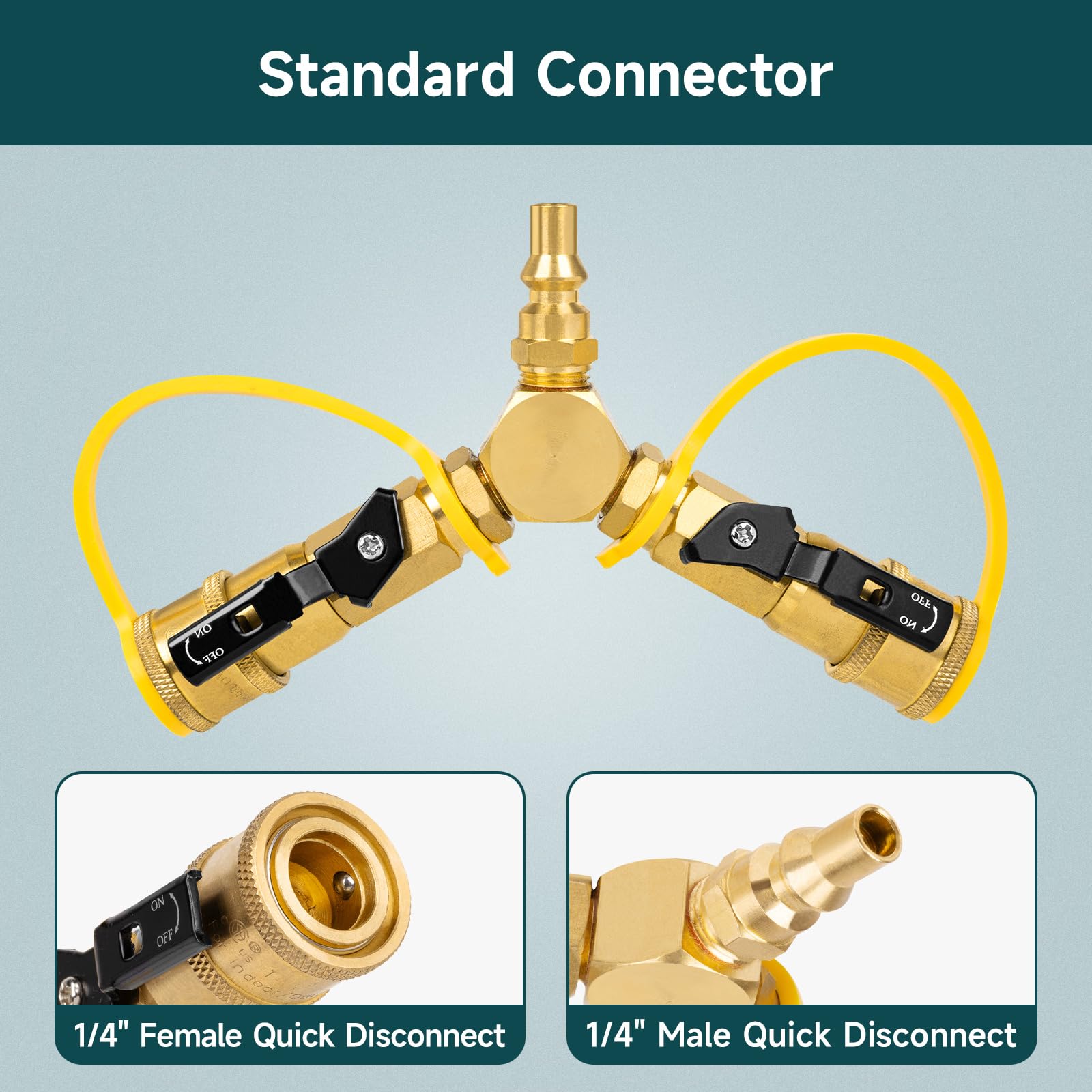 Y-splitter 1/4 'rv Conectar rápido com válvula de desligamento