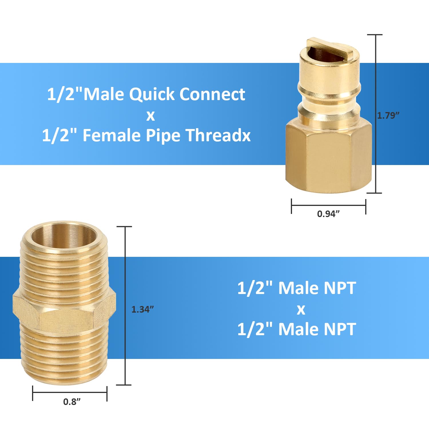 1/2 'Brass LP Gas Quick Connect Connect Connector Connector Kit