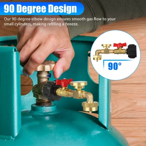 Adaptador de recarga de propano com medidor 90° design 1Lb a 20Lb