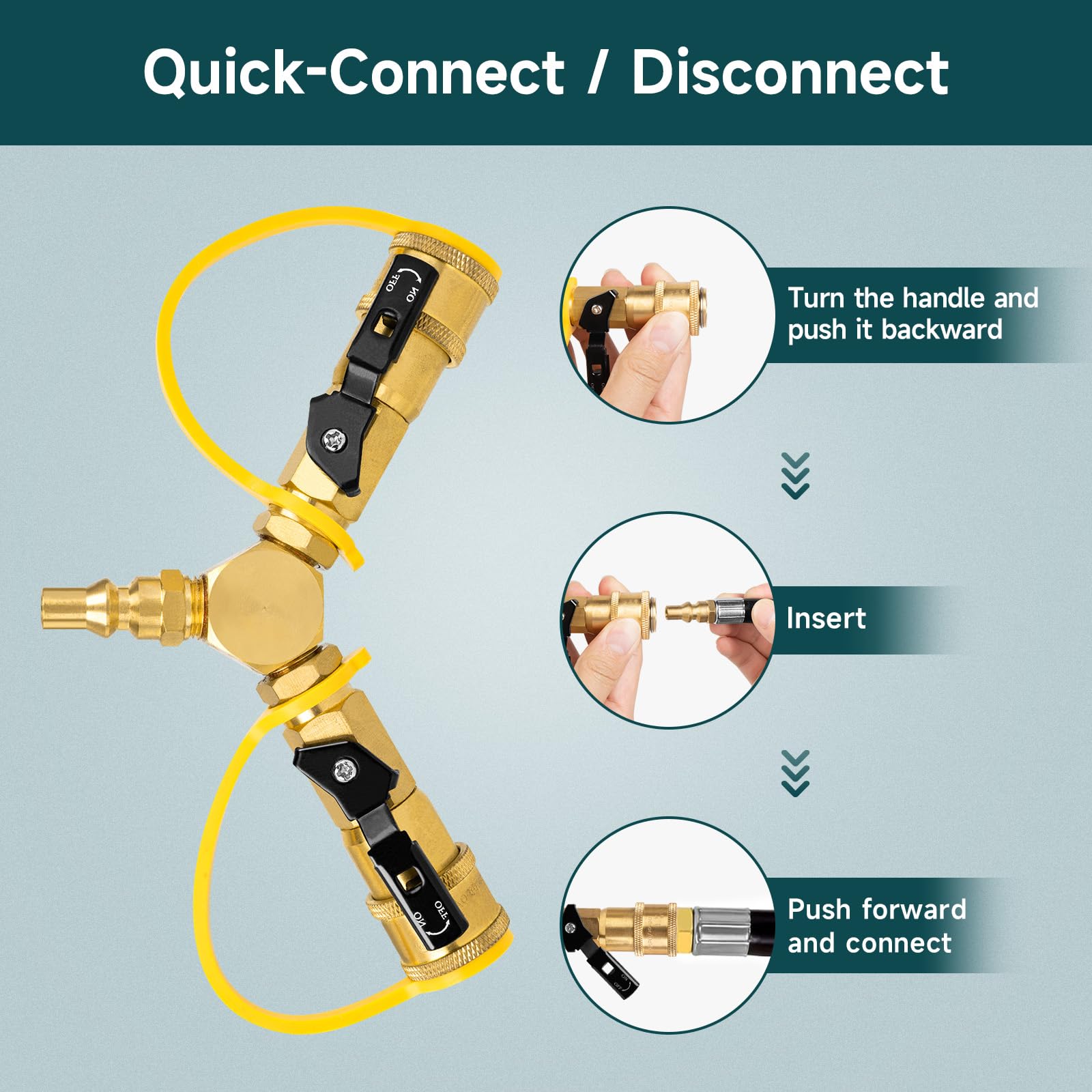 Y-splitter 1/4 'rv Conectar rápido com válvula de desligamento