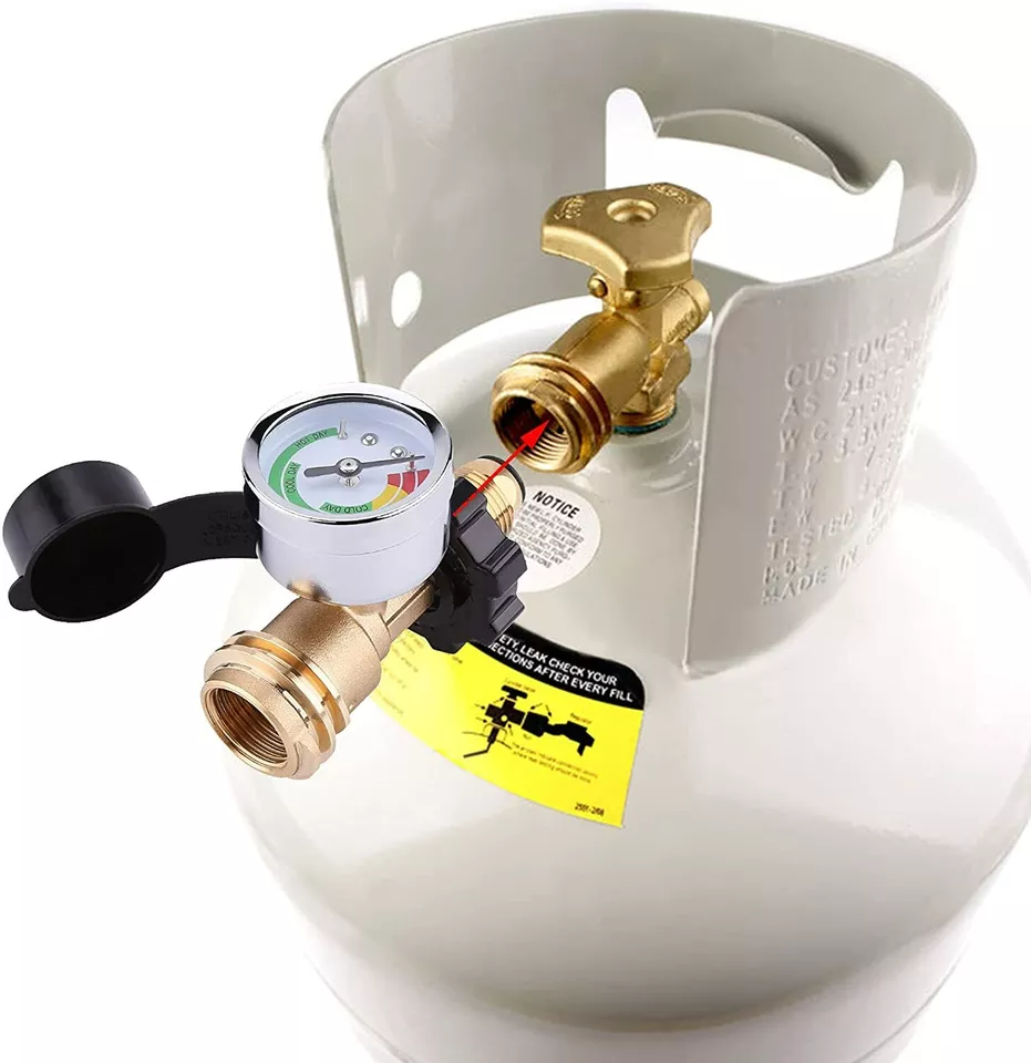 Adaptador de tanque de propano com detector de vazamento de medidor POL para QCC1