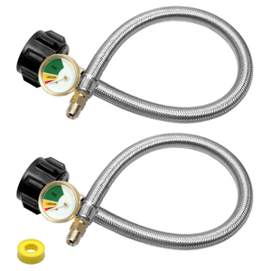 2pcs 1/4 'Mangueira de propano invertido de RV com medidor para regulador