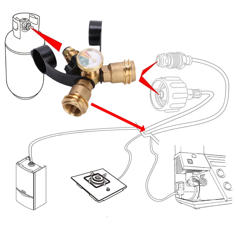 Divisor Y do adaptador do tanque de propano POL com conector Tee do medidor