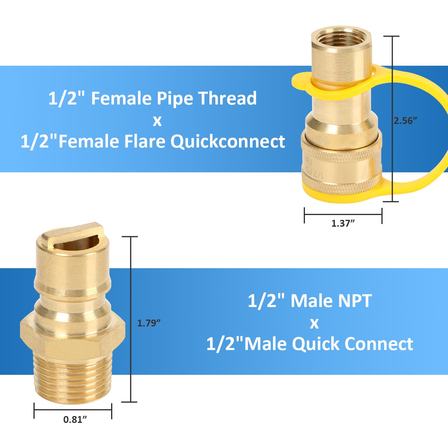 1/2 'Brass LP Gas Quick Connect Connect Connector Connector Kit