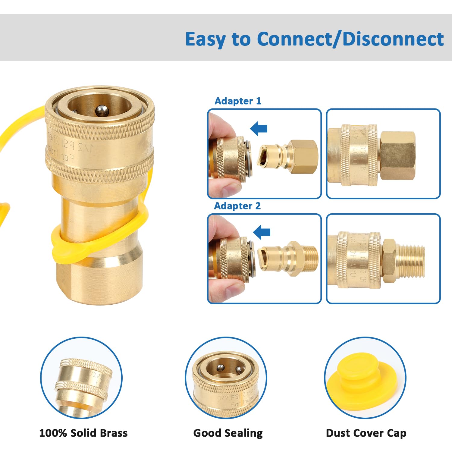 1/2 'Brass LP Gas Quick Connect Connect Connector Connector Kit